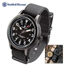 Smith & Wesson Black Canvas Tactical Military Case 30m Water Resistant Watch