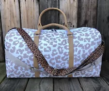 SALE! Faux Leather Leopard Print Weekender Duffel Overnight Travel Bag & Strap