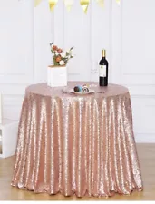 Set 5-Rose Pink Round Sequin Tablecloth Glitter Banquet Wedding Party Bling 70”