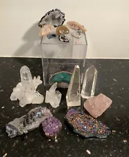 Transparent Quartz, Aura Amethyst, Bismuth Crystal, Agate Geode + Many More