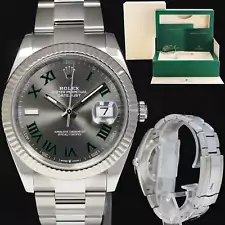 MINT 2022 Rolex DateJust 41 Wimbledon Dial Fluted Oyster Band 126334 Watch Box