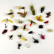 Vintage 24-Pc Assorted Hair Poppers and Large Dry Fly Fishing Lure Flies