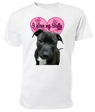 Staffordshire Bull Terrier Love my Staffy T shirt Choice of size/col men/womens