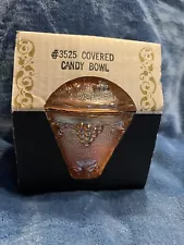 Jeannette Carnival Glass Iridescent "Antique Classics" Footed Candy Dish w/ Box