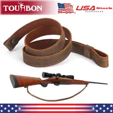 Tourbon Buffalo Leather Rifle Gun Sling_Crazy Horse Adjustable Handmade_1" Wide