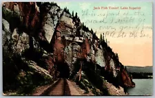 Postcard Jackfish Ontario c1908 Railroad Tunnel Lake Superior Ghost Town