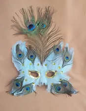 Aqua/Teil Butterfly Feather Mask Masquerade-Mardi Gras-Halloween