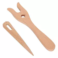 2PCS Wood Knitting Fork Woven Needle Weaving Shuttle Sewing Lucet Braiding Tool