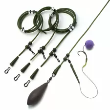 3x Pre Rigged Rig Tube Helicopter Chod Hair Rigs Carp Fishing Tackle Link In Box