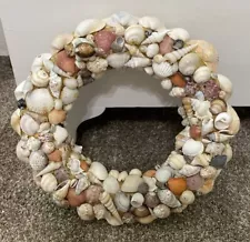 Nautical Sea Shell Round Wreath Handmade Coastal Big 12.5” Beach Decor