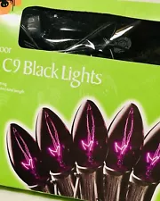 12 C9 Black Light Bulbs Great for Halloween, Dark Glow Room , Parties. w/ Cord