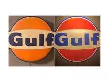 1960's Gulf Oil & Gas *STILL WORKING* Plug In Light Up Sign Hanover Manufactures