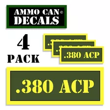 380 ACP Ammo Can 4x Labels .380 Ammunition Case 3"x1.15" sticker decal 4 pack AG