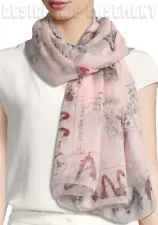 ALEXANDER MCQUEEN pink SKULL CABINETS silk chiffon 54" scarf NWT Authentic $425!