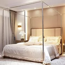 Stainless Steel Canopy Bed Frame Post Mosquito Netting Twin Full Queen King Size