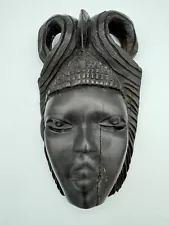 Vintage Carved Wooden Tribal Mask purchased in Sierra Leone 1969 Estate Sale