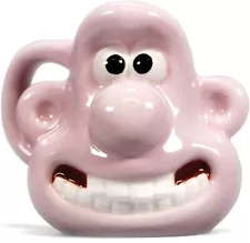 Wallace and Gromit Mug Head Shaped Ceramic Aardman - Wallace Pink