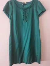 Green emerald silk shift dress from Boden 10R above knee used d.cleaned for sale