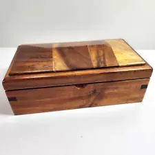 Hawaiian Koa Inlaid Wooden Box Robert Grundman Hinged Dovetail Jewelry Keepsake