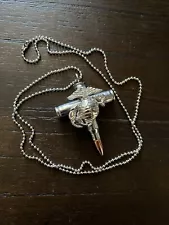 Stainless Steel Marine Corps Cross Bullet Cremation Pendant Necklace