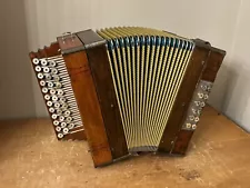 Vintage German? 3 Row Diatonic Button Box Accordion Harmonika GCF For Repair