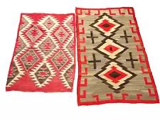 (x2) Antique Native American Indian Navajo Wool Rug Ganado 45" x 75" - NF70