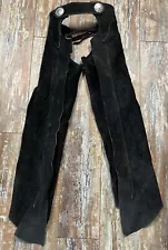 Go Rage Black Leather Youth Horse Riding Chaps Cowboy Size 24”-28” Waist Medal