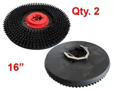 (2) 16" PAD DRIVERS (BLACK BRISTLES) TENNANT WALK BEHIND & RIDER SCRUBBERS, 16A