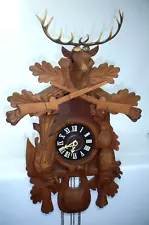 8 Day German Black Forest Strike Hunting Cuckoo Clock For Repair or Decor