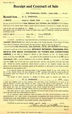 1912 Original Receipt & Contract of Land Sale- ANDRADE EXPOSITION TRACT, CALIF.