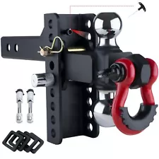 TYT Adjustable Trailer Hitch Ball Mount with Lock&Pin&Rotatable Tow Shackle.