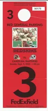 2000 Washington Redskins FedEx Field Parking Pass Panthers - Westbrook REDUCED!!