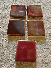 Rare Pewabic Pottery Sample Tiles Metallic Glazed Josh Blanc Copper Metal Colors