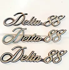 OLDSMOBILE DELTA 88 Emblems (3 pcs) Chrome Script VIDEO 1977-1988 Good Pics