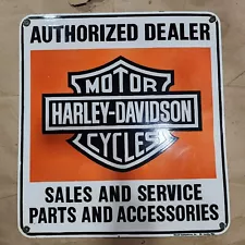 HARLEY DAVIDSON DEALER PORCELAIN ENAMEL SIGN 26 X 28 INCHES