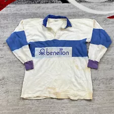 Vintage Benetton Rugby Polo Shirt Extra Large Blue White Y2K 90s Outdoor Men 90s