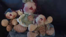 3 Primitive Raggedy Ann Dolls