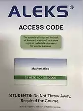 ALEKS Access Code for Mathematics, 52 Week Access - Printed Access Code - New a