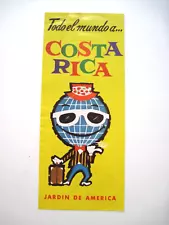 Fun Vintage Travel Brochure for "Costa Rica" w/ Bright Color Map & Pictures *