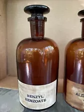 Benzyl Benzoate Aldehyde C9 Medicine Bottle - Antique 1900s Apothecary Druggist