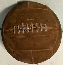 RARE 1920's SPALDING SUEDE LEATHER 12 PANEL LACE UP SOCCER BALL RESTORED NICE