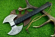 Double Headed Viking Axe, Battle Axe, Hand Forged Steel Double Blade Viking Axe