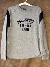 Rare Vintage POLO SPORT 19-67 Crew Spell Long Sleeve 90s Gray Medium