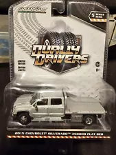 Greenlight Dually Drivers 2015 Chevrolet Silverado 3500HD Truck Flat Bed Silver