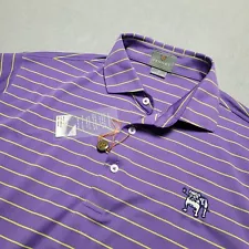 Fennec Polo Shirt Mens Medium Golf Performance Purple Stripe Yale Bulldogs NWT