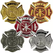 Fire Department Metal Badge Maltese Cross Emblem in 5 Unique Designs