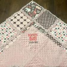 Handmade Baby Rag Quilt Girl Pink Pastel Print Blanket 28x28 Minky Dot