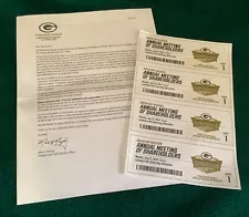 2024 Green Bay Packers Shareholder Meeting 4 tickets + Mark Murphy Letter-Mint