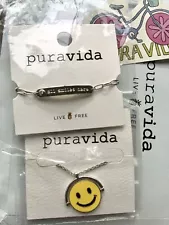 Pura Vida All Smiles Here Bracelet & Happy Face Spinner Necklace NWT