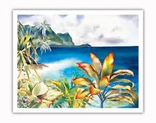 Haena - Ke’e Beach - Kauai Northshore Hawaii - Watercolor Painting by Peggy Chun
